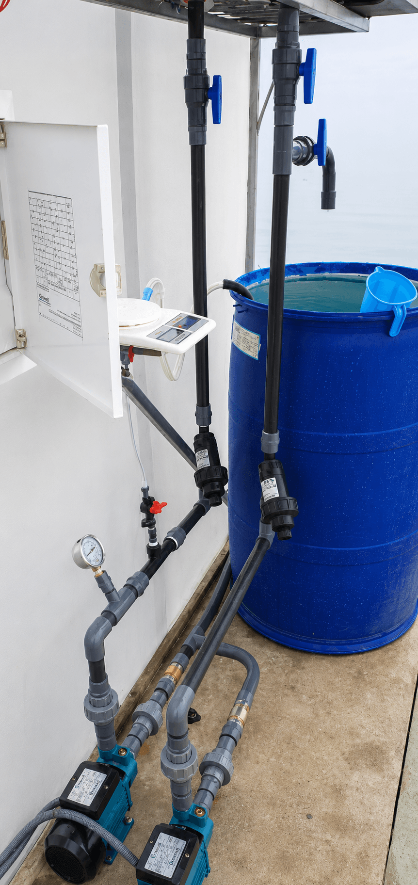 Irrigation pumps and pipes that serve the greenhouse
